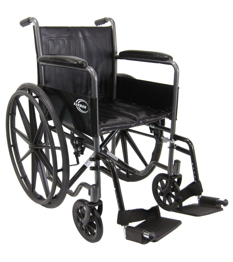 Standard Wheelchairs - Karman KN-800T 18" Seat 37 Lbs. Steel Wheelchair With Fixed Armrest