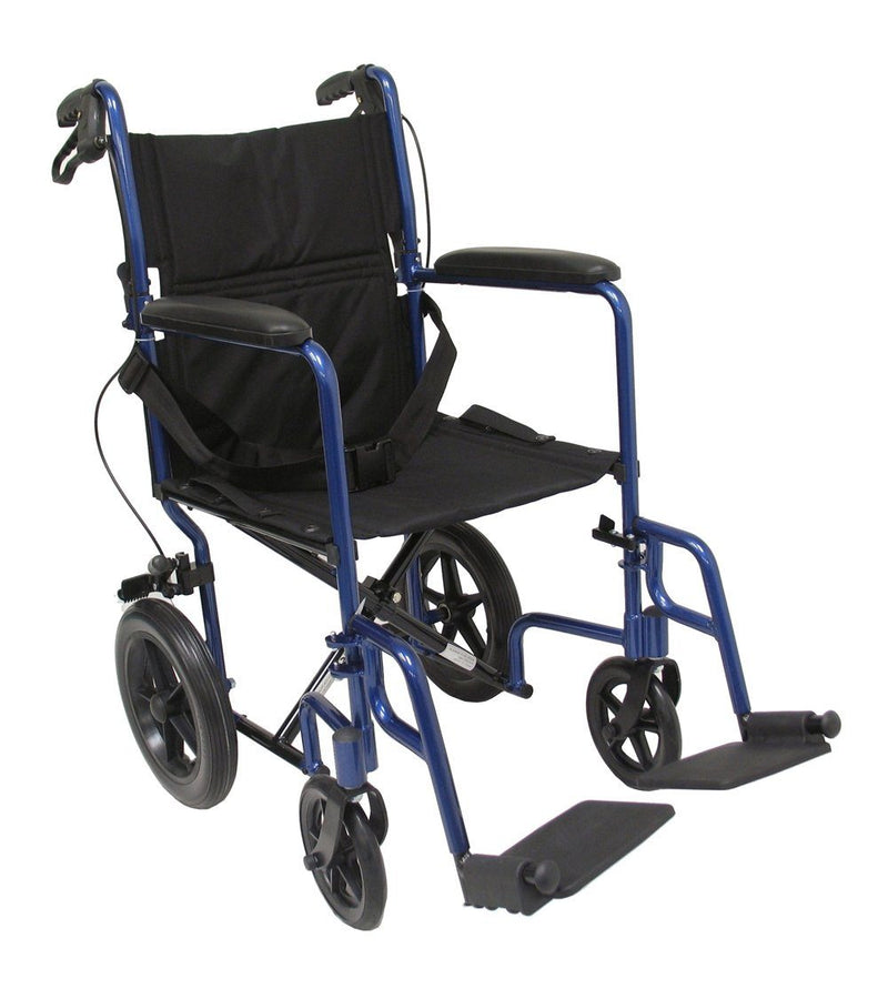 Transport Wheelchairs - Karman LT-1000HB 19" Seat 19 Lbs. Lightweight Transport Chair With Hand Brakes And Removable Footrest
