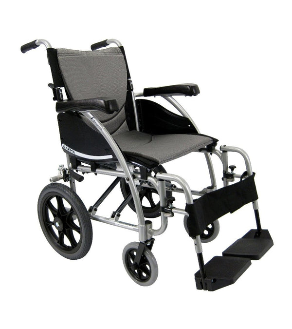 Transport Wheelchairs - Karman S-Ergo 115 Ergonomic Transport Wheelchair With Wire Break And Swing Away Footrest