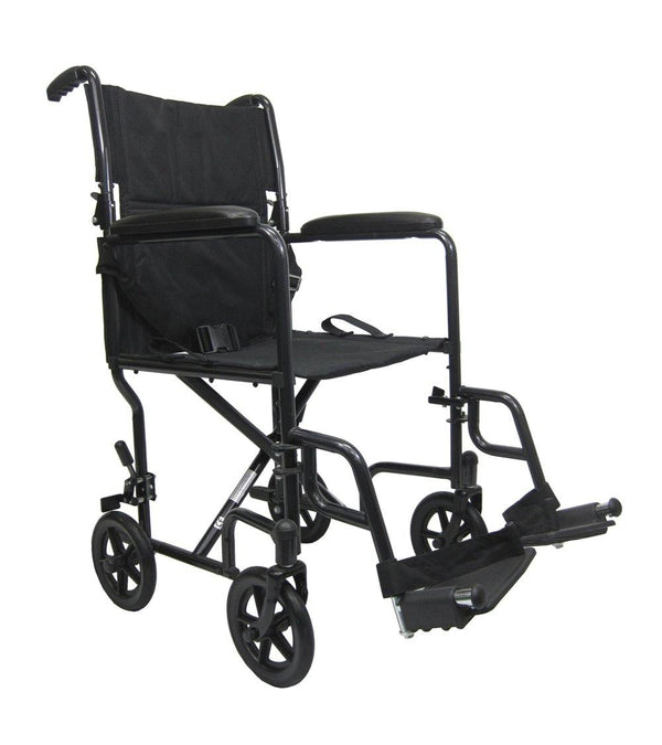 Transport Wheelchairs - Karman T-2019 Seat 23 Lbs. Steel Transport Chair With Removable Footrest